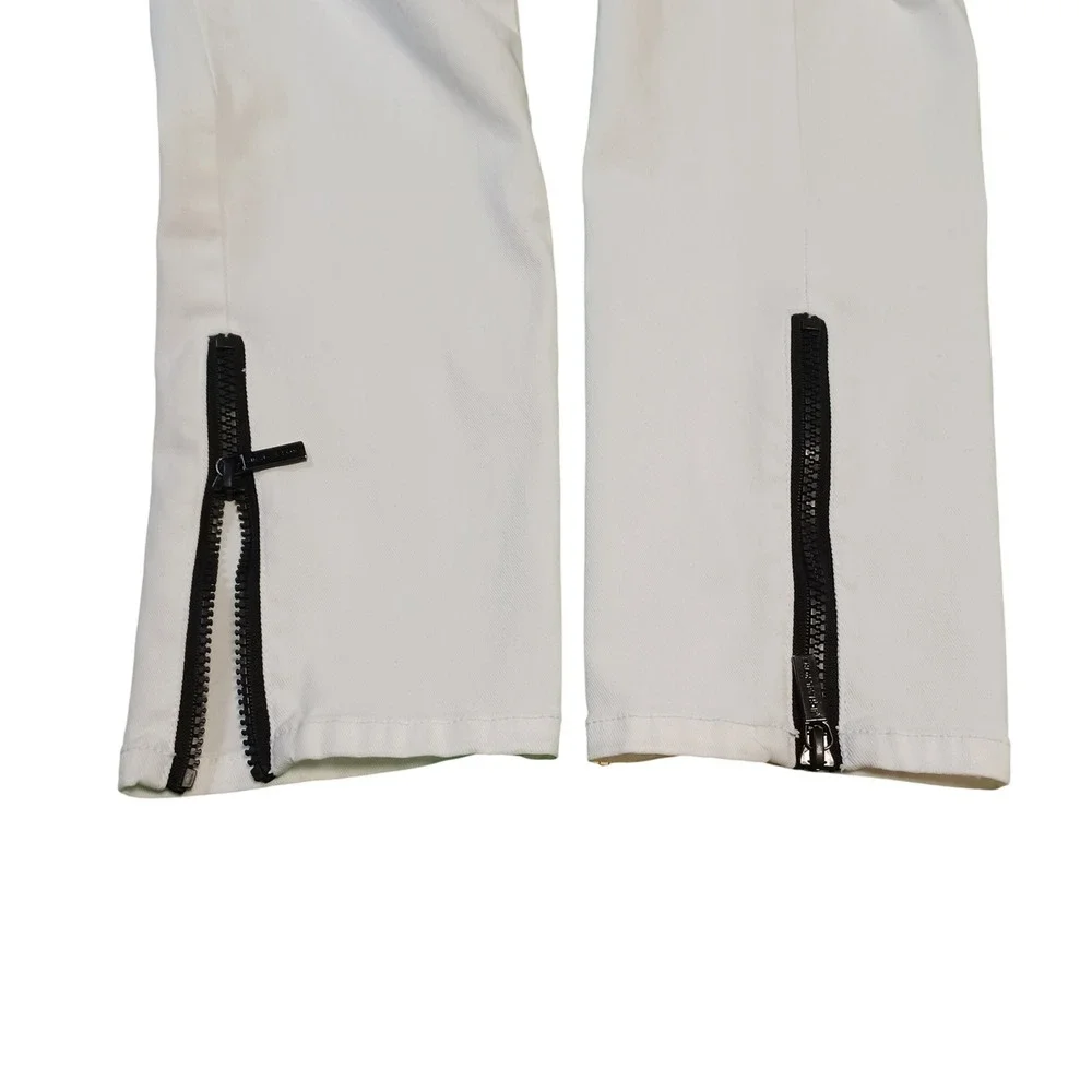 Michael Kors Womens White Moto Zipper Pants Slim Leg Ankle Zip Size‎ 12